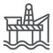 Oil rig line icon, industry and sea, oil platform sign, vector graphics, a linear pattern on a white background.