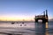 Oil rig panorama at sunset, Boka Sint Michiel, Curacao