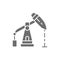 Oil rig, pump jack, industrial equipment gray icon.