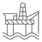 Oil rig thin line icon, industry and sea, oil platform sign, vector graphics, a linear pattern on a white background.