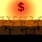 Oil rigs on the background of the dollar symbol