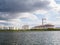 Oil storage tanks and exhaust stack of power station Hemweg in W