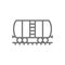 Oil tank on rails, cargo wagon line icon.
