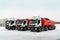 Oil tank trucks with semi-trailers tankers parked in the winter
