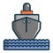 Oil tanker icon, cartoon style