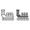 Oil tanker line and glyph icon, industrial and boat, oil ship sign, vector graphics, a linear pattern on a white