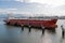 Oil tanker moored at an oil terminal in the Port of Rotterdam