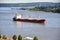 Oil tanker on St. Lawrence River in Quebec City, Canada