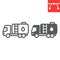 Oil tanker truck line and glyph icon, fuel cargo and logistics, tank truck vector icon, vector graphics, editable stroke