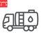 Oil tanker truck line icon, fuel cargo and logistics, tank truck vector icon, vector graphics, editable stroke outline