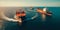 Oil tankers transporting oil by sea. For trade with the whole world . Generative AI