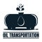 Oil Transportation label with Oil Drop. Oil Development and Extraction. World Petrol Production. Oil Business Symbol, Icon and