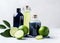 oil treatment body spa bottle natural organic skincare lime lemon. Generative AI.