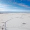 Oilfield on the Samotlor lake in winter, top view