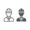 Oilman line and glyph icon, industy and man, worker sign, vector graphics, a linear pattern on a white background.