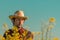 Oilseed rape farmer posing in field