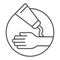 Ointment and hand thin line icon, Health and Medical concept, hypoallergenic cream sign on white background, Applying