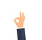 Ok hand sign. Positive like and OK gesture, expressing satisfaction, agreement and approval. good feedback concept. Flat 