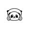 OK logo. Funny little cute panda showing gesture with hand, abstract symbol of approval and adoption. Vector thumbs up