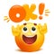 OK yellow emoticon cartoon funny emoji character