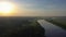 Oka River, Meadow and Forest at Sunrise in Summer. Russia. Aerial View