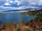 Okanagan Valley, British Columbia, Kalamalka Lake with Juniper Bay and Coldwater near Vernon from Rattlesnake Point, Canada
