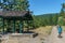 Okanagan Valley, Canada - August 04, 2018: Kettle Valley Railway biking trail through orchards near Penticton Canada.