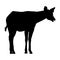 Okapi Okapia johnstoni Standing On a Side View Silhouette Found In Map Of Africa. Good To Use For Element Print Book