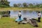 Okavango delta landscape, dugout canoe trip, botswana, africa