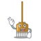 Okay cartoon rake leaves with wooden stick