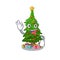 Okay christmas tree isolated with the mascot