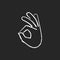 Okay gesture chalk white icon on black background