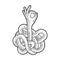 Okay gesture hand knot line art sketch vector