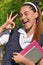 Okay Girl Student Wearing Uniform With Books