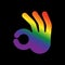 Okay hand LGBT sign. Positive agreement symbol gay flag