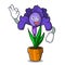 Okay iris flower character cartoon