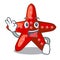 Okay red starfish animal on mascot sand