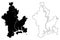 Okayama City State of Japan, island country, Chugoku Region map vector illustration, scribble sketch City of Okayama map