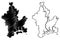 Okayama City State of Japan, island country, Chugoku Region map vector illustration, scribble sketch City of Okayama map