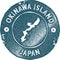 Okinawa Island map vintage stamp.