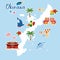 Okinawa travel map with local specialties