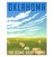 Oklahoma field with round hay bales poster