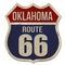 Oklahoma, Route 66 vintage rusty metal sign