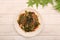 Okonomiyaki is a type of teppan-yaki using flour, chicken eggs, cabbage, sauce, etc.