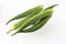 Okra fresh and green, isolated - ladies finger - Abelmoschus esculentus