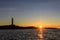 Oksoy lighthouse in the sunrise, Kristiansand Norway