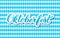 Oktoberfest 3d calligraphy hand lettering on blue white checkered background. Bavarian beer festival. Vector template for your