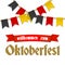 Oktoberfest background for beer festival and travelling funfair. Red ribbon with text welcome. Bunting decoration in