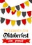 Oktoberfest background for beer festival and travelling funfair. Red ribbon with text welcome. Bunting decoration in