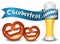 Oktoberfest bavaria vector with beer and pretzels